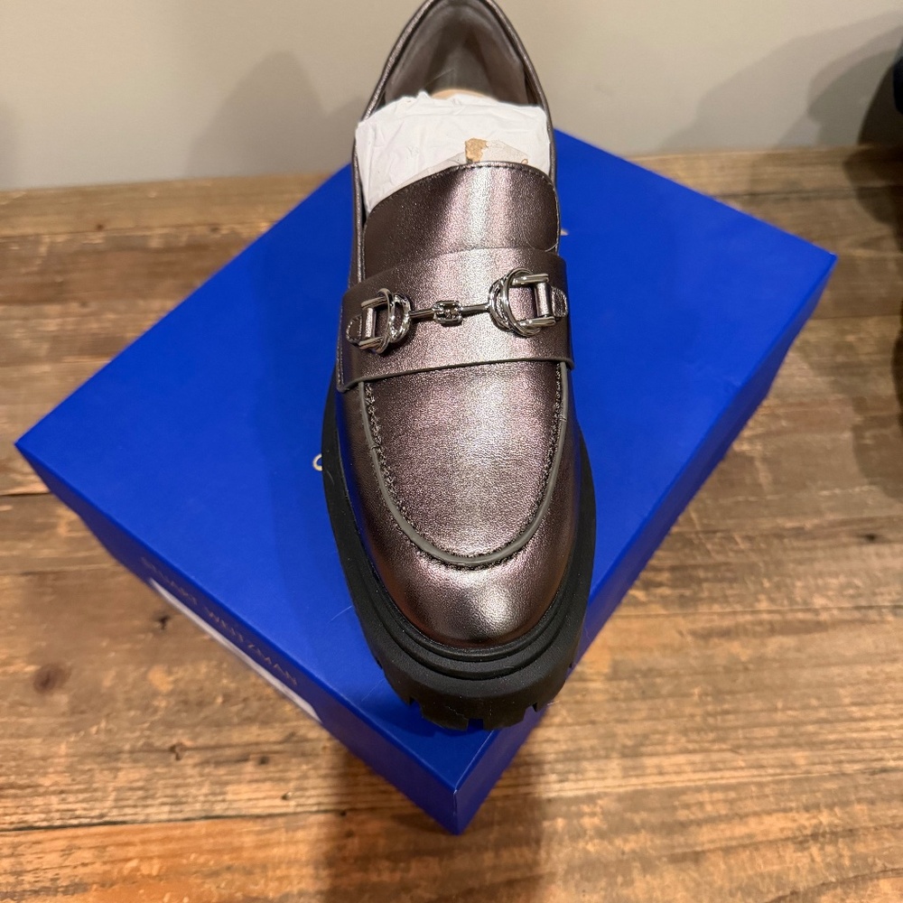 STUART WEITZMAN Owen Chunky Leather Platform Bit Loafers  Size 8